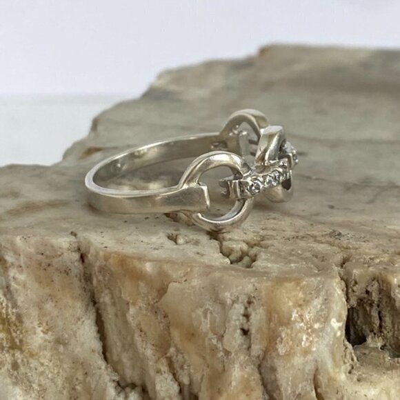 Silver Plated 8MM Cubic Zirconia Circle Bar Band Ring Size 8.75 - Picture 4 of 16